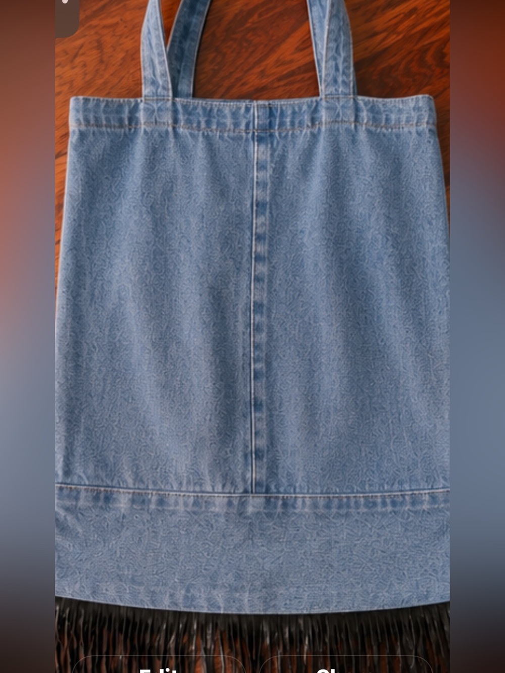 ONE X ONETEASPOON Fringed Denim Tote Bag EUC - Picture 4 of 7